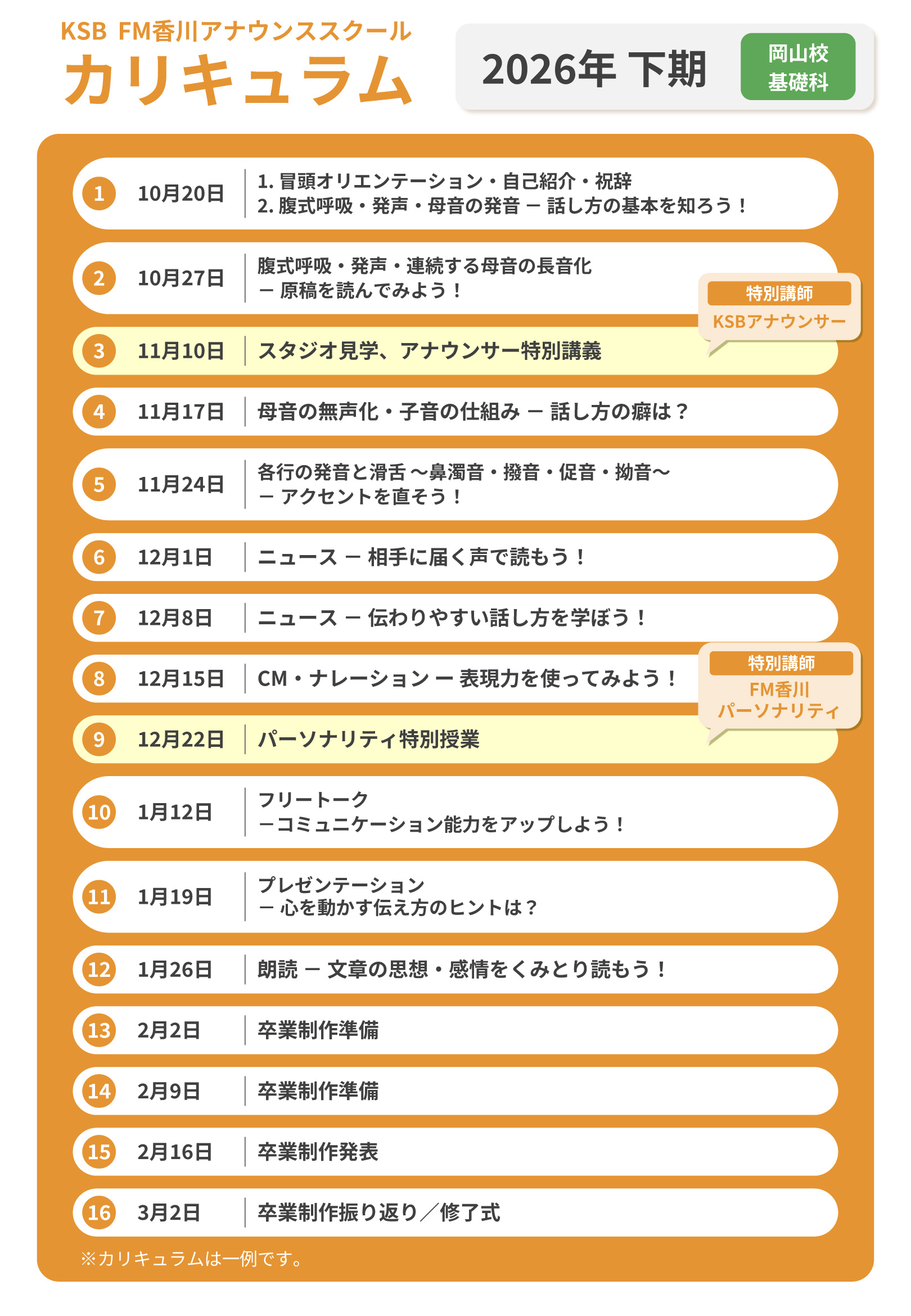 岡山校カリキュラム