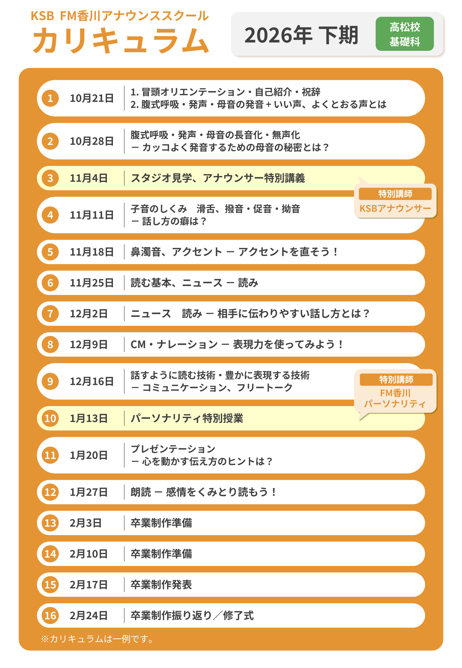 高松校カリキュラム