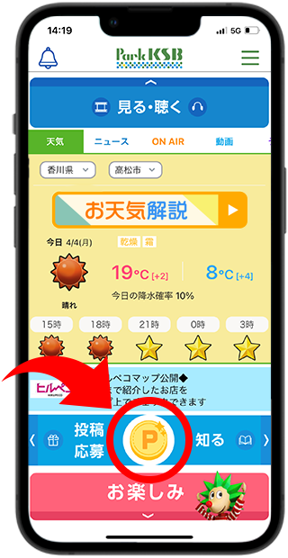 端末画像Pボタン