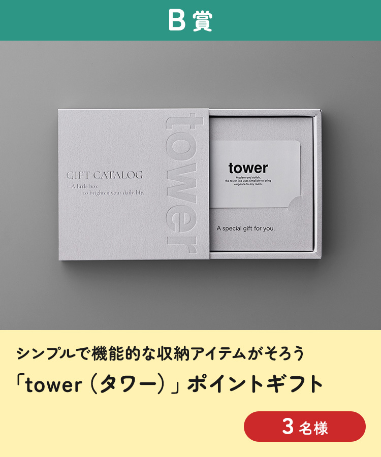 [B賞] シンプルで機能的な収納アイテムがそろう「tower（タワー）」ポイントギフト